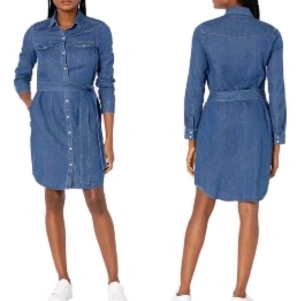 UNTUCKIT SIZE 18‎ Zara chambray Shirt Dress Regular Fit Long Sleeve Belted NWT